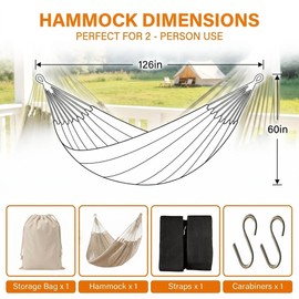 Mayan Handwoven Hammock, 2 Person, 500 lb, Cotton Nylon Rope