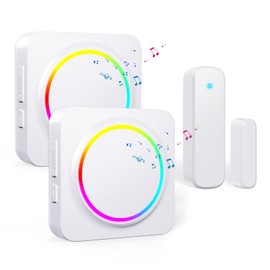 Door Chime, Door Sensor Chime When Door Opens, BITIWEND Door Entry Alarm for Business/Home/Office/Store, 600 FT Range, 32 Chimes 5 Adjustable Volume Door Ringer Alert 1Sensor + 2Receivers White