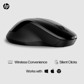 HP 250 Dual Mouse - for Computer or Laptop - Multi-OS & Device Compatibility, Dual-Mode 2.4 GHZ or Bluetooth Connectivity - Multi-Surface Technology - 1-Year Battery Life - Ambidextrous,Black