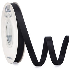 Ribbli Double Faced Black Satin Ribbon,3/8” x Continuous 25 Yards,Use for Bows Bouquet,Gift Wrapping,Floral Arrangement