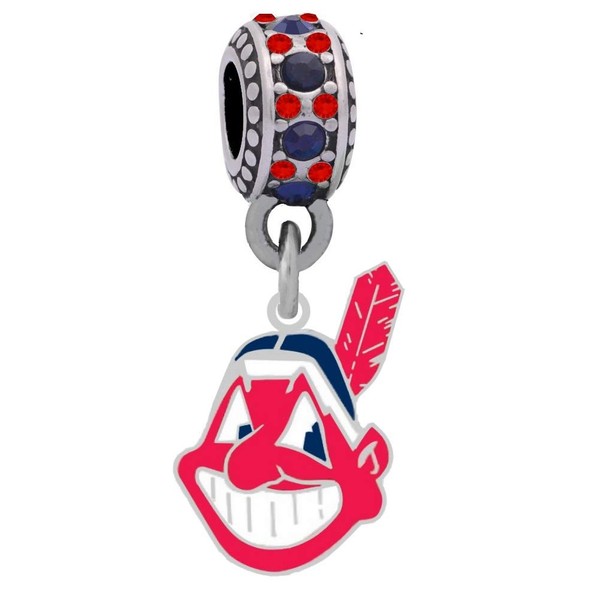 Cleveland Indians Logo Charm Compatible With Pandora Style Bracelets. Can also be worn as a necklace (Included.)