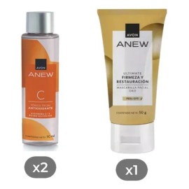 Kit Anew: 2 Tónicos Faciales Vitamina C 90ml + Mascarilla Facial Ultimate 50g