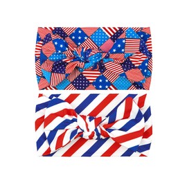 LemonSpace Handmade 4th of July Accessories,USA Baby Bows Premium Stretchy Soft Newborn Infant Baby Girls Boys Wraps Toddler Headbands Trendy and Classic Designs (Flag Star Print)