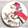 LRG GLASS DOME "VTG" PIC BUTTON GIRL IN RED CARRYING