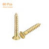 sourcing map Brass Wood Screws, 60Pcs M2.5 x 16mm Slotted