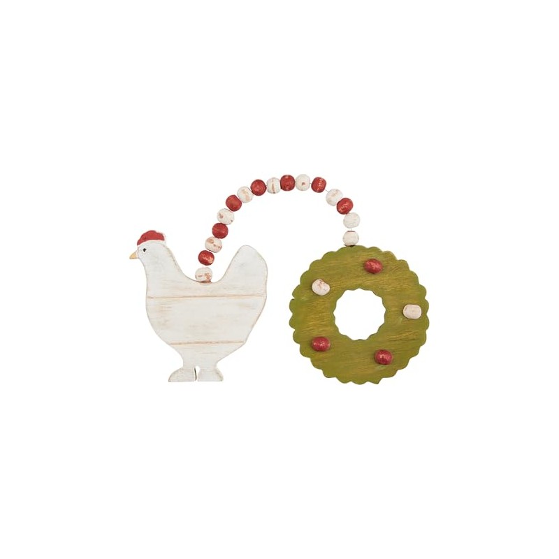 Mud Pie Double Farm Ornament, Chicken, 4" x 5"