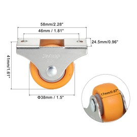 PATIKIL Mini Fixed Caster Wheel 1.5", 4 Pack MPA Rigid Roller with Bearing Metal Top Plate Screws for Furniture Small Cart, Orange