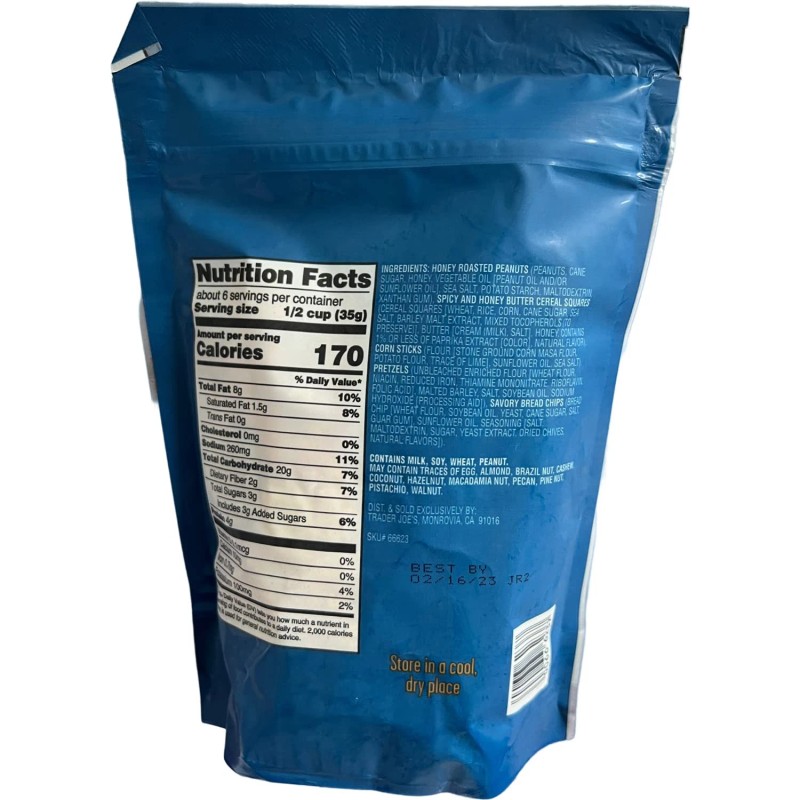 Trader Joe's Honey Butter Snack Mix 8oz Resealable Pouch Mini