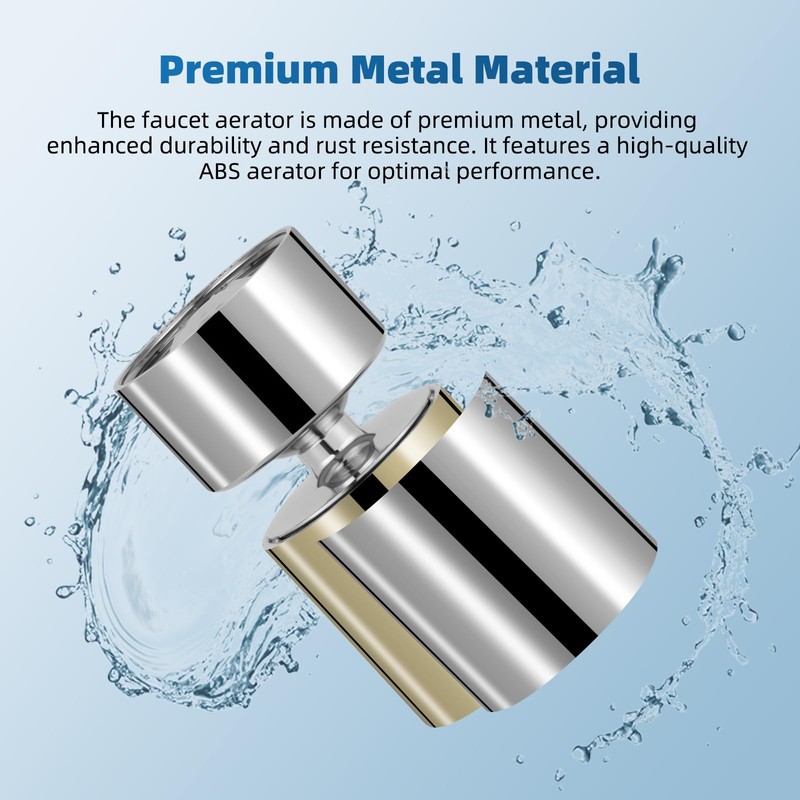 Hibbent Metal Faucet Aerator, 360-Degree Swivel Metal Kitchen Sink Aerator,