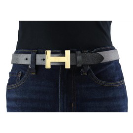 Hermine Women's Belt Made of Soft Full Cowhide Leather Vintage Look 3 cm Leather Belt for Women 30 mm Slim Leather Belt Vintage for Women 30 mm Shiny Gold, Black, Gold