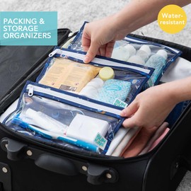 Bumkins - Waterproof Wet Bag, Wet/Dry Clutch & Clear Travel Bags - For Beach, Baby, Travel, Cloth Diapers, Pump Parts, Pool, Gym, Toiletries - Reusable & Easy to Clean - Evil Eye - 5 Pack