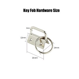 25 Pieces Key Fob Hardware 1 Inch Key Chain Fob Wristlet Hardware with Key Ring for Keychain and Belts Fabric Strapping Wristlet Clamp Hardware Supplies (Silver)
