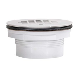 EZ-FLO 15303 PVC No-Caulk Replacement Drain Strainer/Stopper for Shower Bathtub, 2-Inch Grid, White