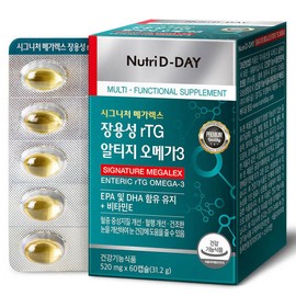NutriDDay Enteric-Coated rTG Omega-3, 60 Tablets, 1 Pack / 뉴트리디데이 장용성 rTG 알티지 오메가3, 60정, 1개