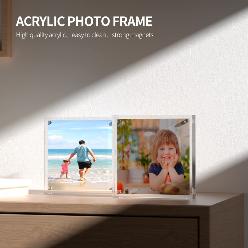 Sezanrpt Clear Booth Photo Frame 5x5, Perspex Square Picture Frame,