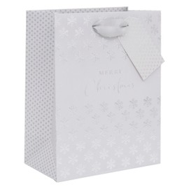 Glick Luxury Gift Bag for Christmas, Xmas Bag for Presents, Medium Snowdrift, White (SMALL)