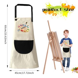 PEIQICHU Kids Apron - 2 Pack Painting Apron for Children Toddler Girls, Aprons with Pocket for Kids Painting Cooking Baking Art Crafting Gardening WaterProof Adjustable Straps Black + Gray