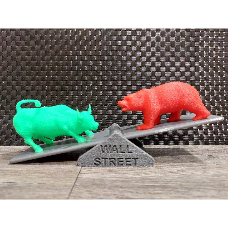 Wall Street Stock Market Characters Bull And Bear Statue 3d