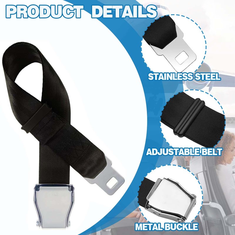 KUBDPQOR Superior Aircraft Seatbelt Extender - Adjustable Seat Belt Extender