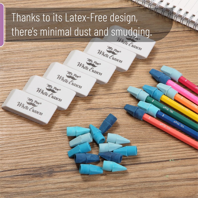 Mr. Pen- Pencil Erasers Set, 66 Pack, Colorful, Latex-Free, No