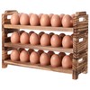 Egg Holder Countertop, 3-Tire Solid Wooden Egg Holder, Stackable Egg