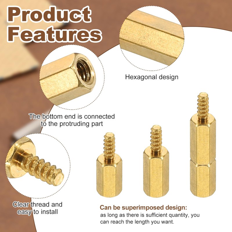 PATIKIL 24pcs M2.5.5 6+6mm Hex Spacer Male to Female Copper