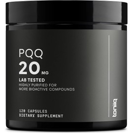Toniiq 99%+ 20mg Supplement - Ultra High Purity PQQ 20mg Concentrated Formula - PQQ 20 mg 120 Capsules - Pyrroloquinoline Quinone Supplement - 1 Capsule Serving - Vegetarian Capsules