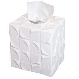 Hymmah Modern Square Tissue Box Cover Holder,Bathroom Accessories Decor Unique Design Tissue Box Cover for Bathroom Vanity Counter Tops Also Great for Bedrooms and Living Rooms