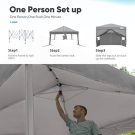 Quictent Privacy 10'x10' Pop up Canopy Tent with Sidewalls Mesh Windows, Enclosed Instant Outdoor Easy Gazebo Shelter Waterproof(Gray)