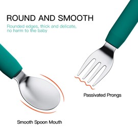 Baby Cutlery Set, Witbicg Baby Learning Spoon, Children's Cutlery, Baby Spoon Eat Yourself, Children's Spoons and Forks, Self-Feeding, It Is Recommended for Children After 18 Months (Green Dinosaur