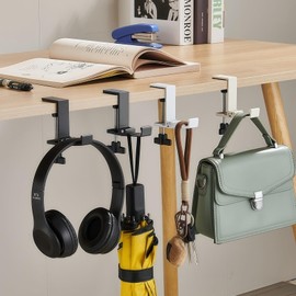 2-Pack Foldable Aluminum Desk Hook - Space-Saving Desk Hook for Bag, Office & Home, No Drill Installation, Holds 5kg/11lb