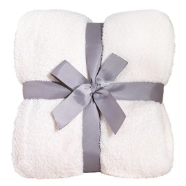 Panku Ultra Soft Cozy Knit Throw Blanket for Couch and Bed, Knitted Luxury Reversible Cozy Warm Fleece Blanket Throw, Plush Fluffy and Fuzzy Blankets for Gift (50x60inch, Cream)