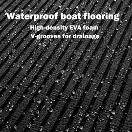 ICOOP EVA Foam Boat Flooring Sea Deck 3M Marine Flooring Self Adhesive EVA Foam Sheets Camo Hydro Turf Boat Mat Non-Slip Grip Mat Marine Carpet for Boats Black Surfboard Traction Pad for Pontoon Kayak