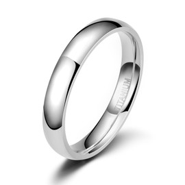 TIGRADE 2mm 4mm 6mm 8mm 10mm Titanium Ring Plain Dome High Polished Wedding Band Comfort Fit Size 3-15,4mm,Size 10.5