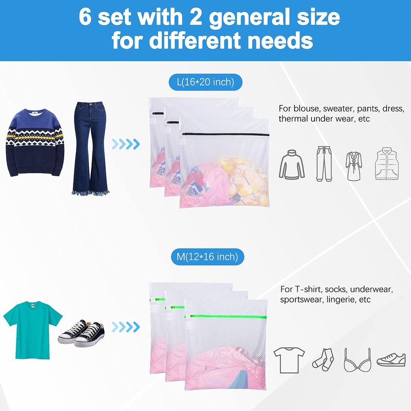 GOGOODA Mesh Laundry Bags, Delicates Washing Bags for Sweater Blouse