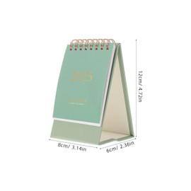 STOBOK Mini Desk Stand Calendar 2025, Small Desktop Calendar, July.2024 to Dec. 2025 Standing Spiral Mini Calendar Monthly Flip Schedule for Office School Home Green