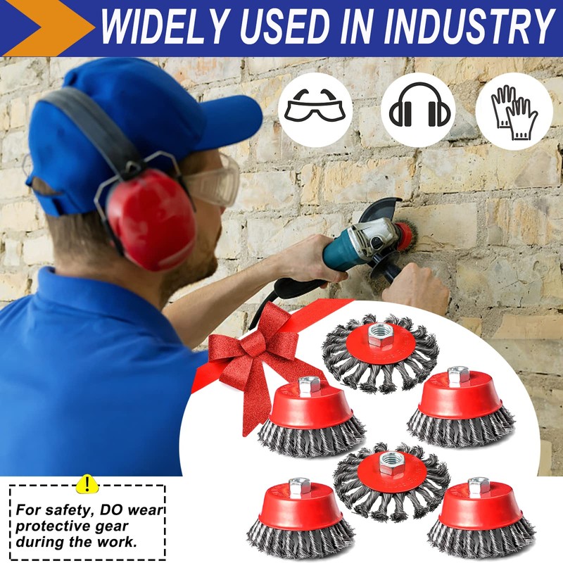 4 Inch Wire Wheel Brush Set for Grinder, DaduoRi 6