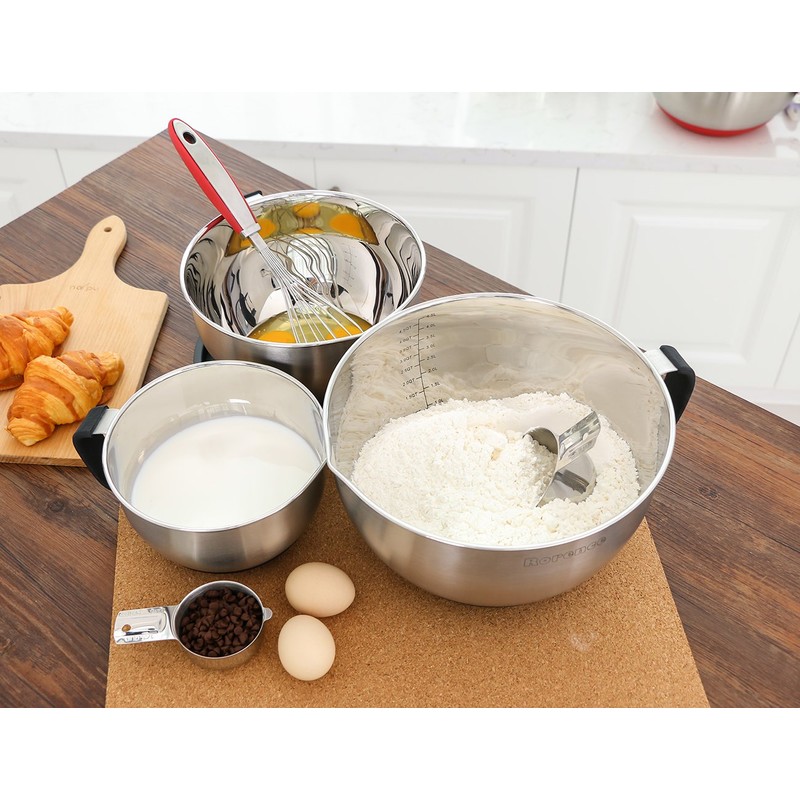 Rorence Stainless Steel Mixing Bowls: Metal Mixing Bowl Set with