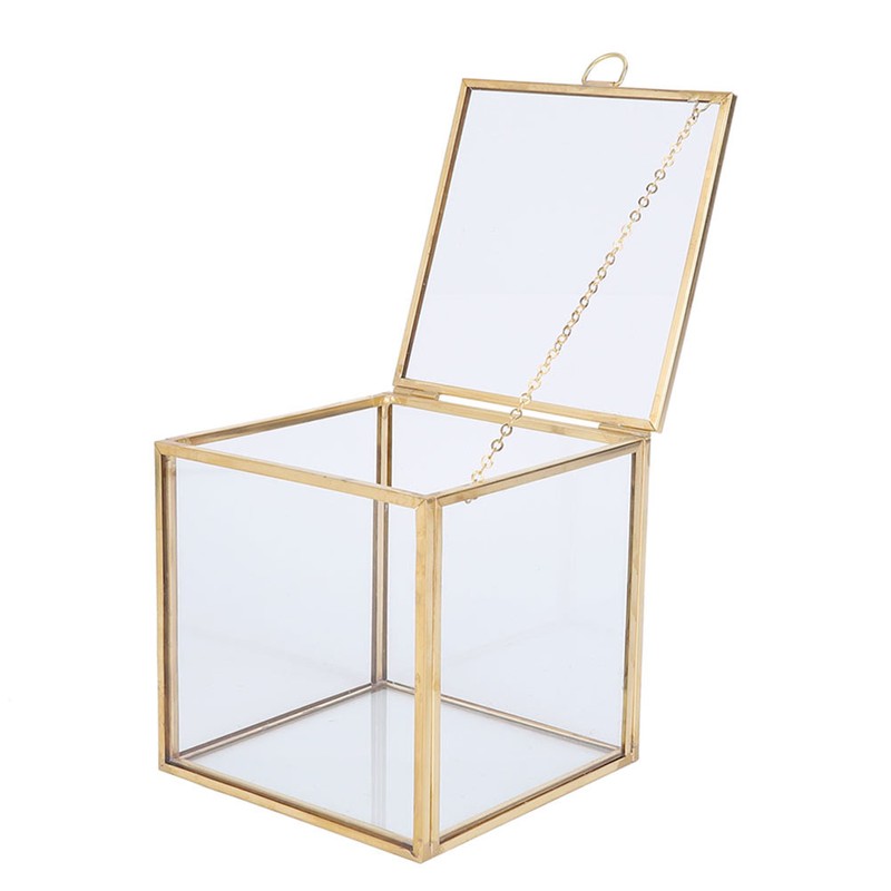 Gold Edge Geometric Glass Plant Planter Succulent Plants Container Home
