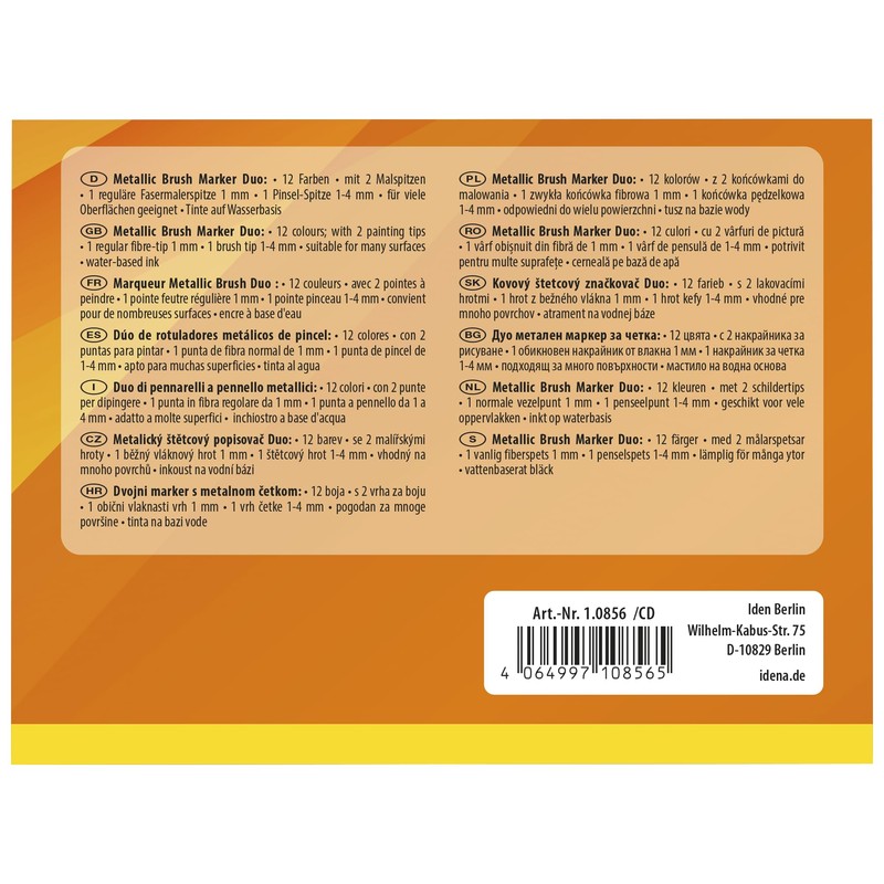 Idena 10856 Brush Marker with Double Tip, 12 Felt Tip