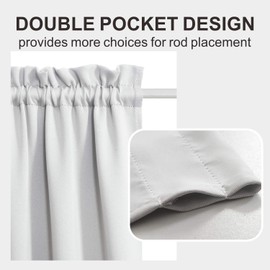 Aquazolax Privacy Curtain for Door Window, Blackout Room Darkening Curtains Draperies with Tieback for French Front Back Kitchen Windows, 54x40 Inch Single Panel, Greyish White