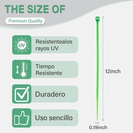 Zip Ties Heavy Duty Cable Ties with 200lbs Tensile Strength, Multi-Purpose Adjustable Ties, UV Resistant Indoor and Outdoor Cable Ties for Use in The Home, Office, Garden (12" (200lb)-Green)