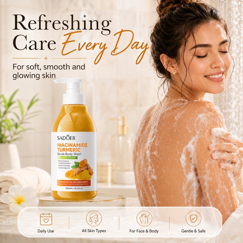 Niacinamide Turmeric Scrub Shower Gel for Body Care – 520ml
