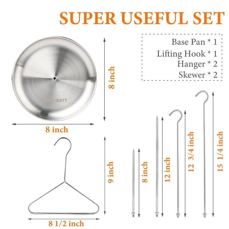 DOLAMOTY Upgraded Multifunctional Turkey Fryer Stand Kit Vertical Skewer, BBQ