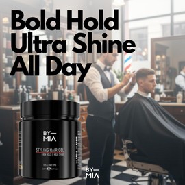 BY MIA Hair Gel 500 ml | Profesyonel Wet-Look Styling Gel for Extreme Shine & Strong Hold | Premium Gel for Men, Women and Children Without Alcohol