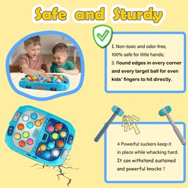 Large Double Hammer Toy for Kids Ages 3+, 11x15 Inch Early Learning Toy with Lights & Sounds, Interactive Pounding Bench with 9 Speed Levels, Perfect for Families with Multiple Kids of Different Ages