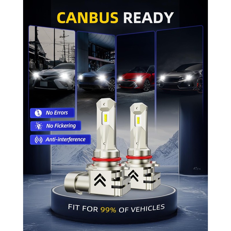 AUTOONE 9005 LED Light Bulbs, 24,000LM 6X Ultra Bright 6000K