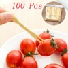 100pcs Bamboo Cocktail Forks Fruit Picks Skewers Sticks Disposable Dessert