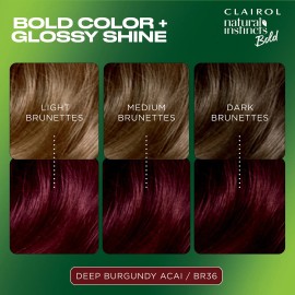 Clairol Natural Instincts Bold Permanent Hair Dye, BR36 Deep Burgundy Acai...