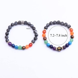 UEUC Chakra Bracelets for Women, Yoga 7 Chakra Crystals Gemstone Bracelet, 8mm Crystal Meditation Energy Balancing Bracelets, Stone